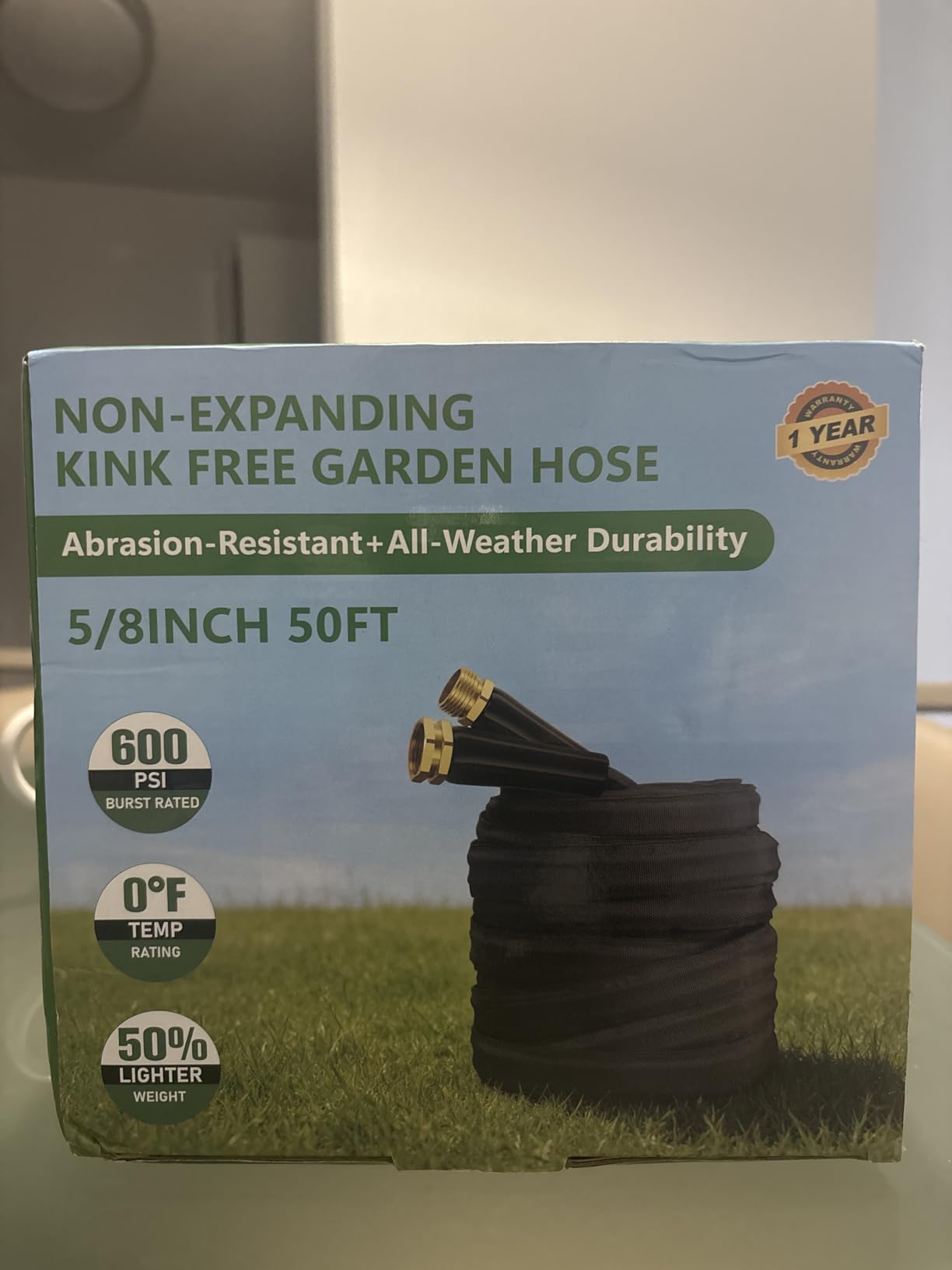 Garden Hose 50FT, Non-Expanding Water Hose Ultra Lightweight, Kink-Free, Burst-Resistant, Lead-Free, Durable & Flexible High-Pressure Hose for Yard, Lawn, Outdoor, Car Washing customer photo 1