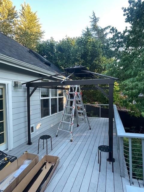 PURPLE LEAF 12' X 20' Outdoor Hardtop Gazebo with Solarium Galvanized Metal Roofs Patio Wood Grain Aluminum Frame with Screens and Doors for Hot Tub Garden Bronze customer photo 2