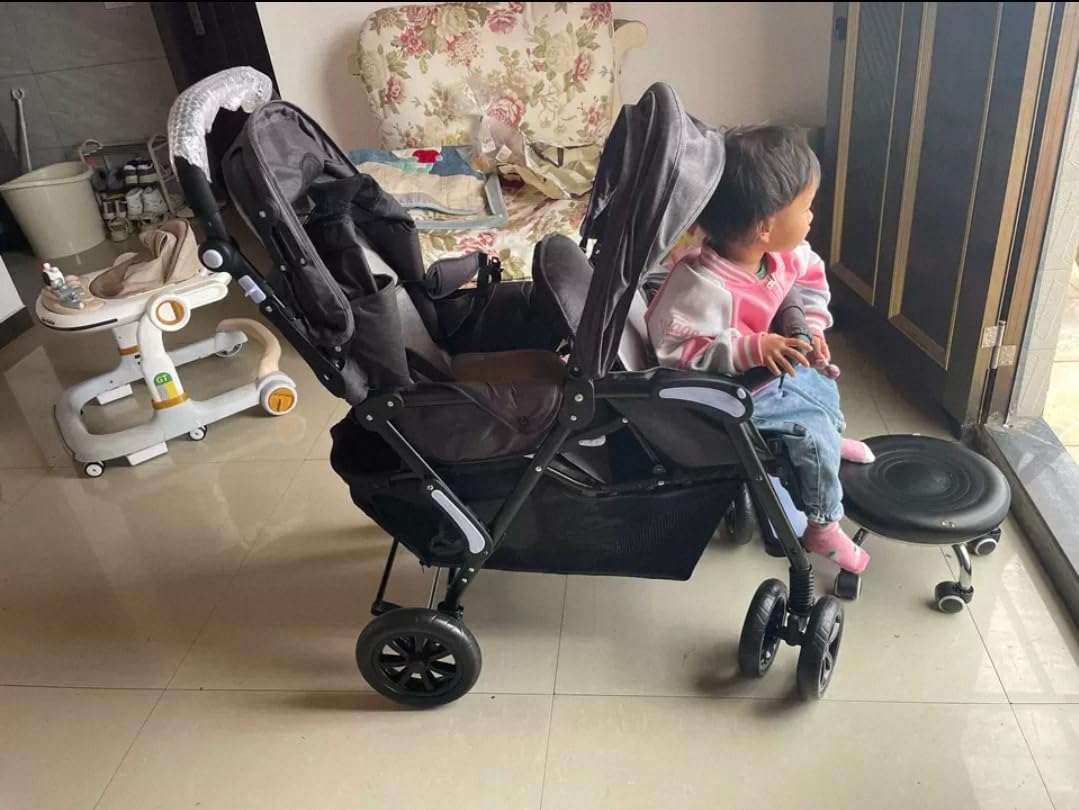 INFANS Double Stroller, Foldable Baby Tandem Stroller with Djustable Backrest Canopy Footrest, 5-Point Harness, Storage Basket, Convertible Compact Twin Stroller for Infants and Toddlers (Sage) customer photo 2
