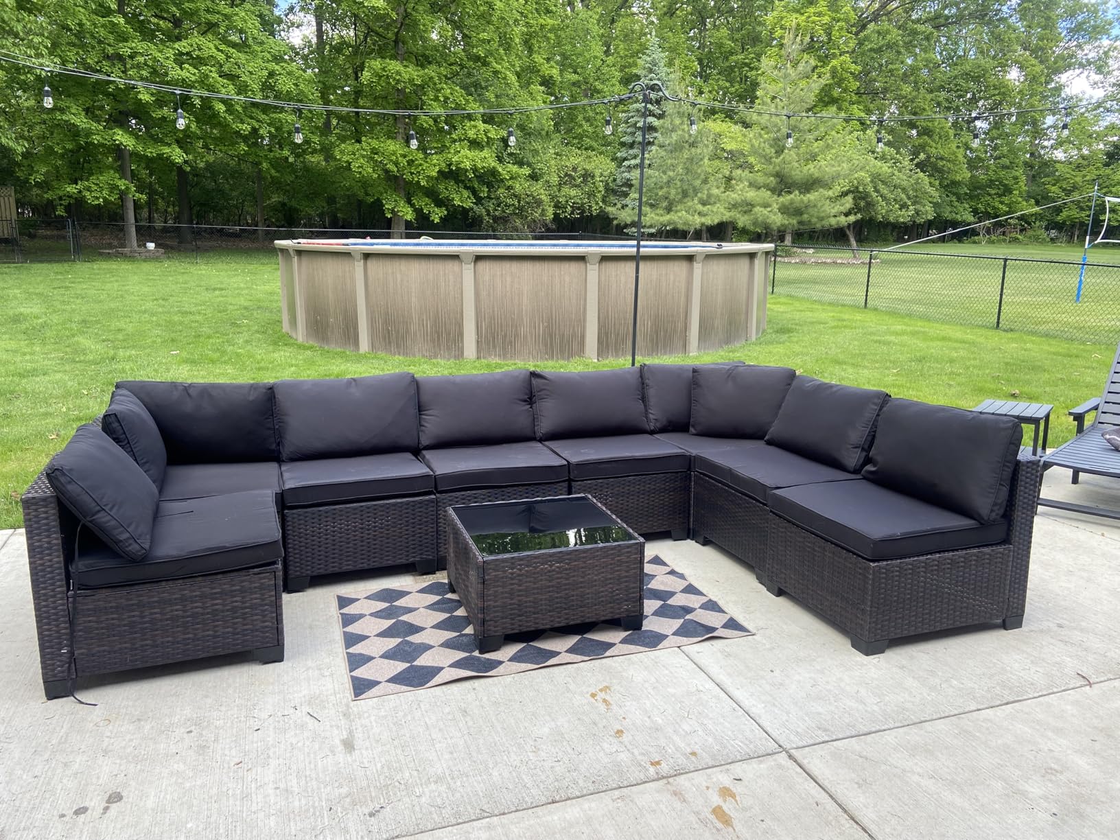 LEVELEVE 7 Pieces Outdoor Patio Furniture Sets, Rattan Conversation Sectional Set, Manual Weaving Wicker Patio Sofa with Tea Table customer photo 1
