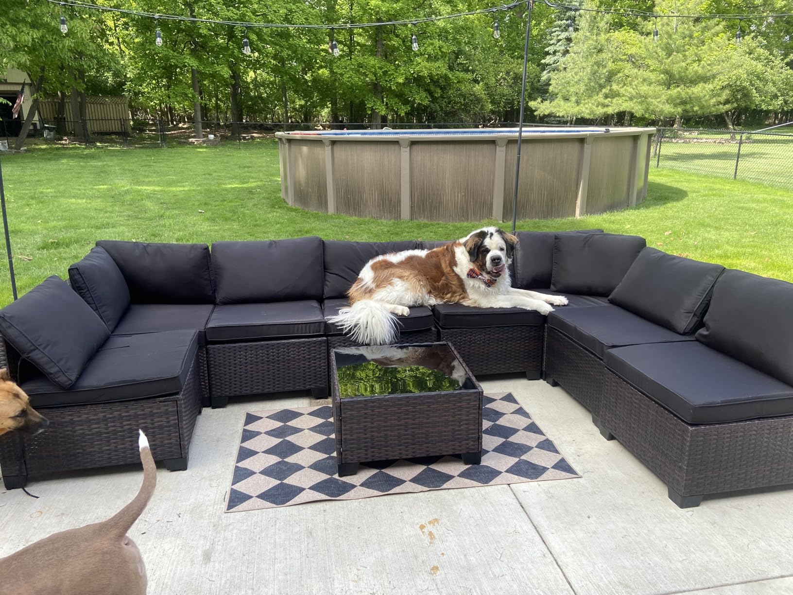 LEVELEVE 7 Pieces Outdoor Patio Furniture Sets, Rattan Conversation Sectional Set, Manual Weaving Wicker Patio Sofa with Tea Table customer photo 2
