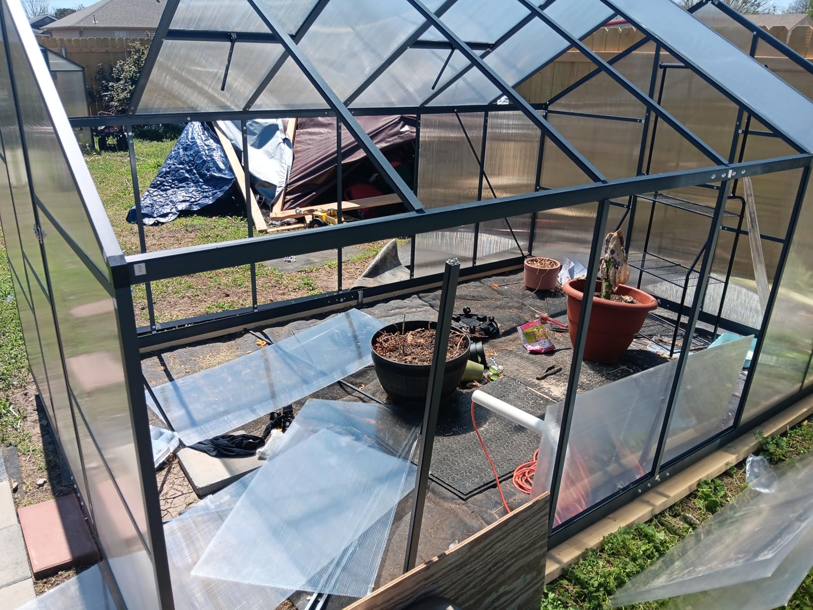 6x6 FT Greenhouse for Outdoors, Polycarbonate Greenhouse with Quick Setup Structure and Roof Vent, Aluminum Large Walk-in Green House for Outside Garden Backyard, Charcoal Black customer photo 2