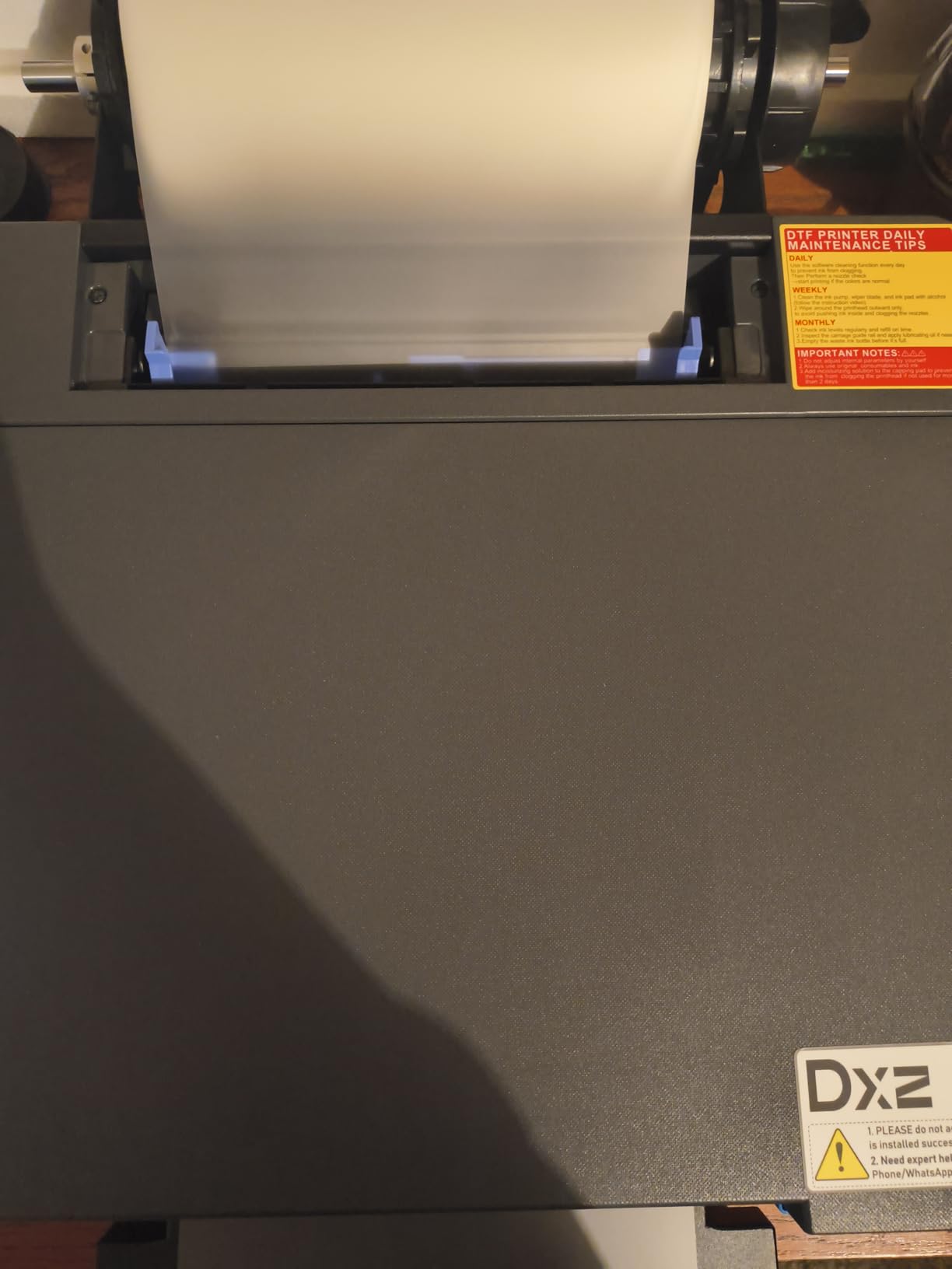 DXZ 2026 A4 DTF Printer with Roll Feeder-XP600 Doubled Printing Speed Compared to L1800 and L805,Built-in White Stirring System for DIY T-Shirt,2-Year Ink Included (Printer+Oven) customer photo 1