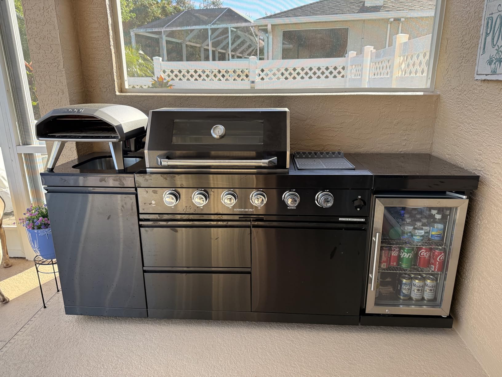 82-Inch 6-Burner Propane Gas Outdoor Kitchen Grill Island - 85000 BTU Stainless Steel BBQ, Refrigerator, Rotisserie, Stainless Countertops, Storage Cabinets/Drawers, For Patio, Lawn, Backyard, Black customer photo 1