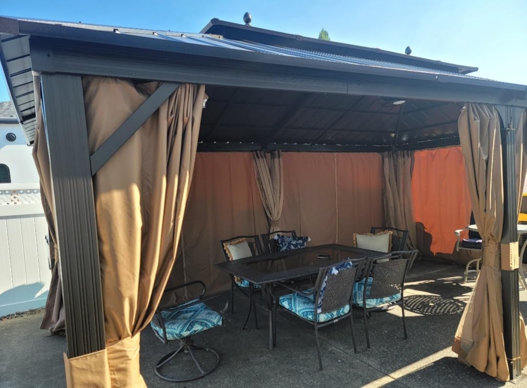 YITAHOME 10X12FT Hard Top Gazebo Aluminum Frame Patios Double Roof Canopy Garden Metal Gazebo Tent Curtains Netting for Patios Backyards Decks Lawns, Gray customer photo 1