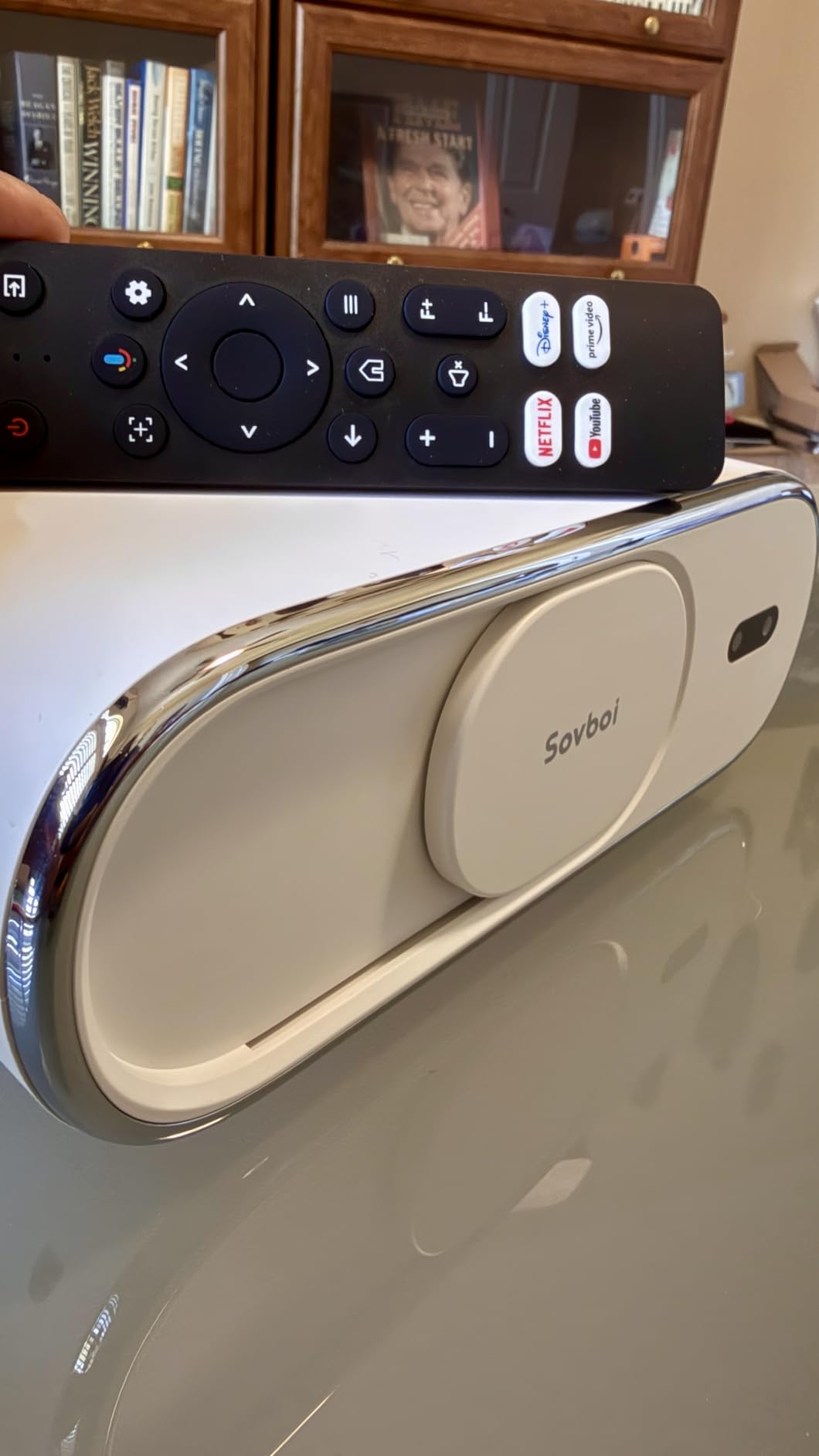 4K Projector Built-in Google TV: 2500 ANSI/Auto Lens Cap & 4D Keystone/Auto Focus & AI Voice Control, Sovboi Smart Portable Projector customer photo 2