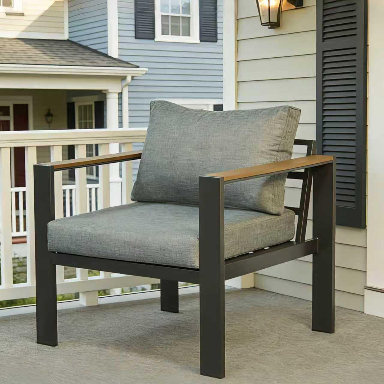 Outdoor Patio Furniture Set 7 Pieces Luxury Aluminum Patio Conversation Set with Coffee Table and 2 Ottoman 9 Seats, Thick Cushions, Large Sectional Sofa for Porch, Balcony, Deck, Yard, Gray customer photo 1