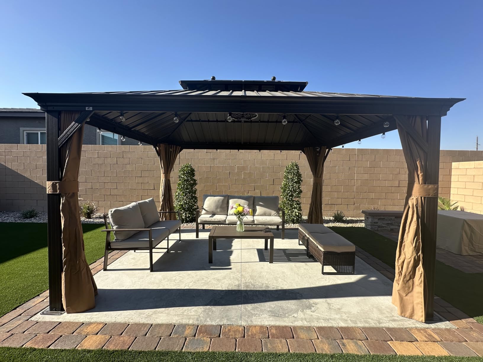 Aluminum Patio Conversation Set 5 Pieces Metal Deck Outdoor Furniture 7-Seat All-Weather Rust-Proof Sectional Sofa Set with Removable Cushion for Balcony, Yard, Poolside & Small Spaces customer photo 1