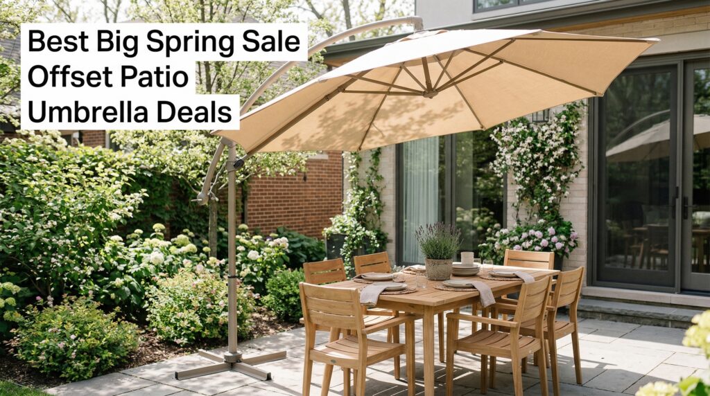 Current image: Best Big Spring Sale Offset Patio Umbrella Deals on Amazon