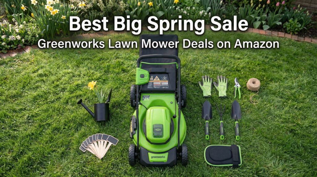 Current image: Best Big Spring Sale Greenworks Lawn Mower Deals on Amazon
