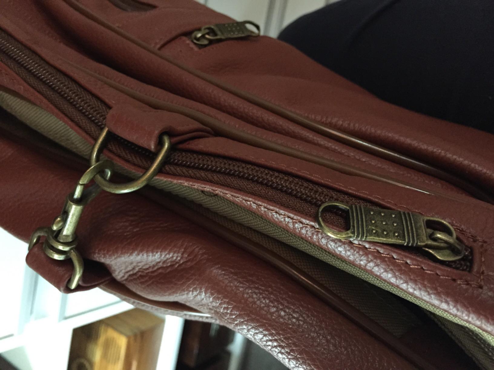 Amerileather Leather Three-suit Garment Bag - Brown (#2435-2) customer photo 2