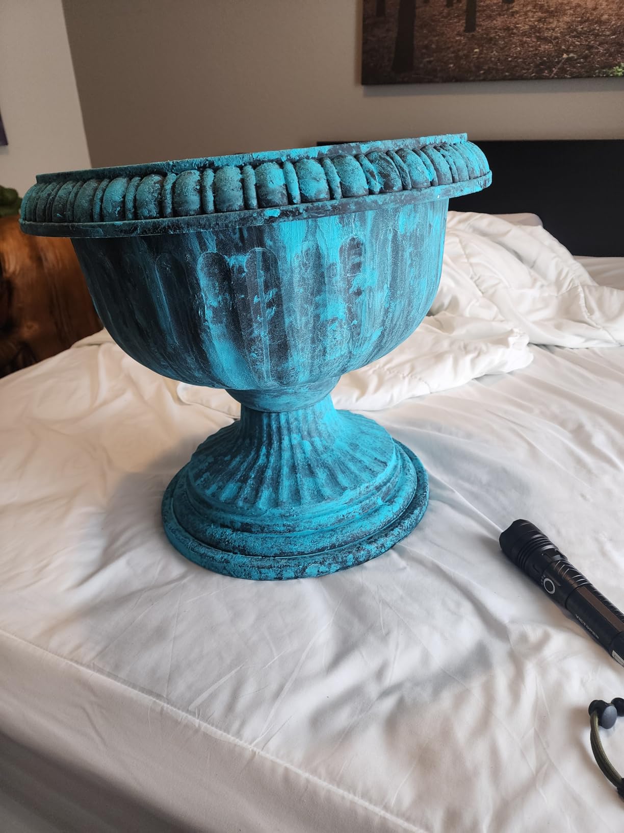 Southern Patio Dynamic Design 18 Inch Outdoor Home Resin Grecian Urn Versatile Planter Pot for Entryways and Backyard Patios, White customer photo 1