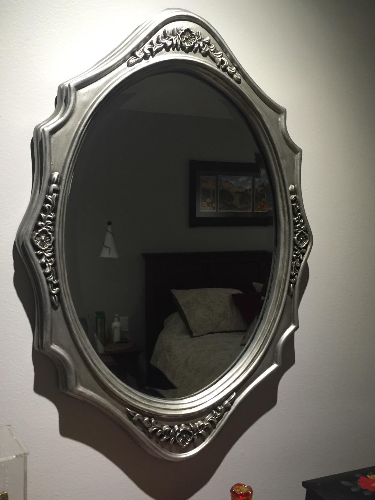 Howard Elliott Trafalgar Virginia Silver Leaf Oval Wall Mounted Mirror with Cameo-Esque Wood Frame, Decorative Wall Mirrors for Home and Office, 19 x 27 Inch customer photo 1