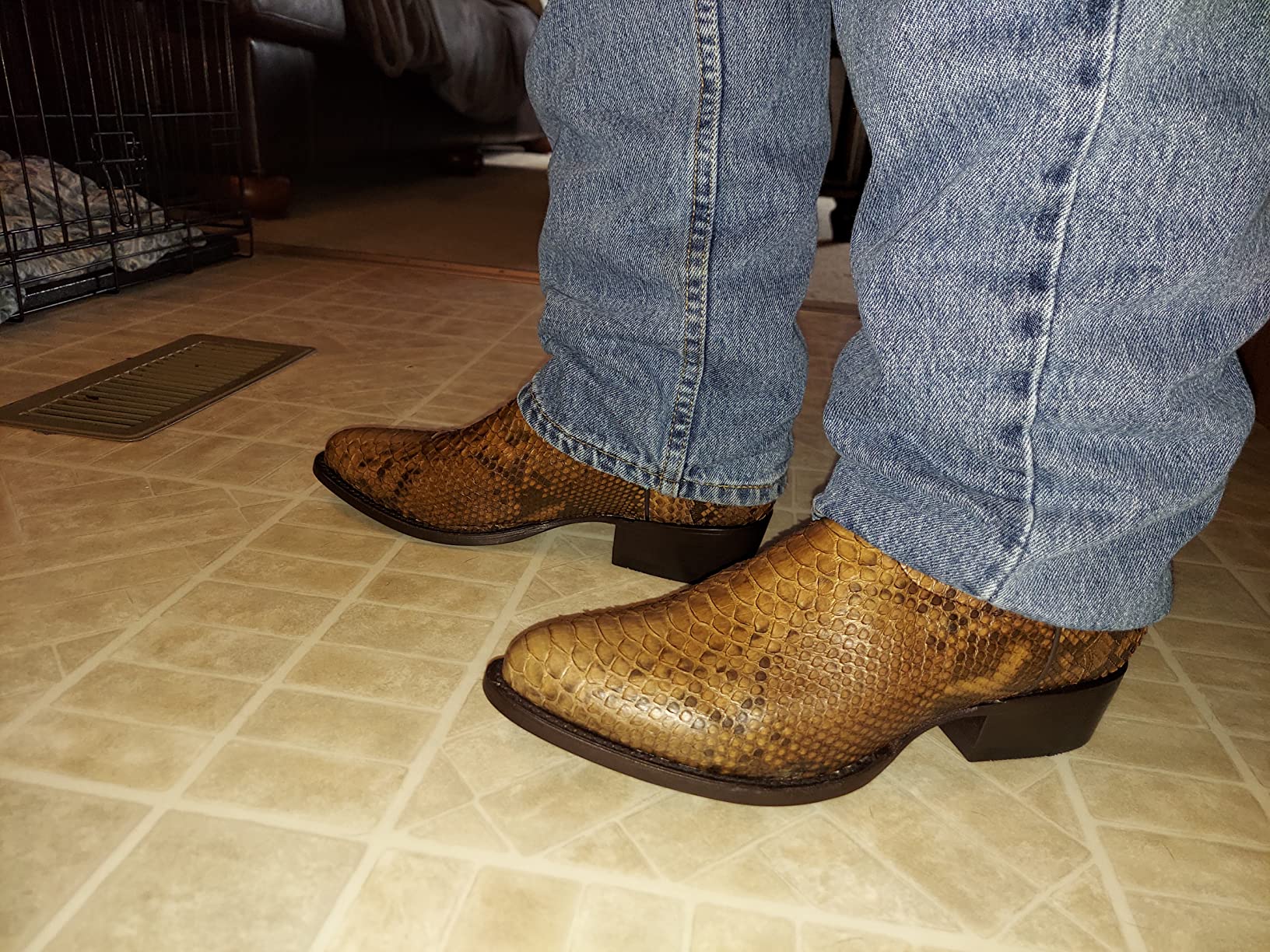 Dan Post Mens Winston Lizard Embroidered Round Toe Pull On Dress Boots Mid Calf - Black customer photo 1