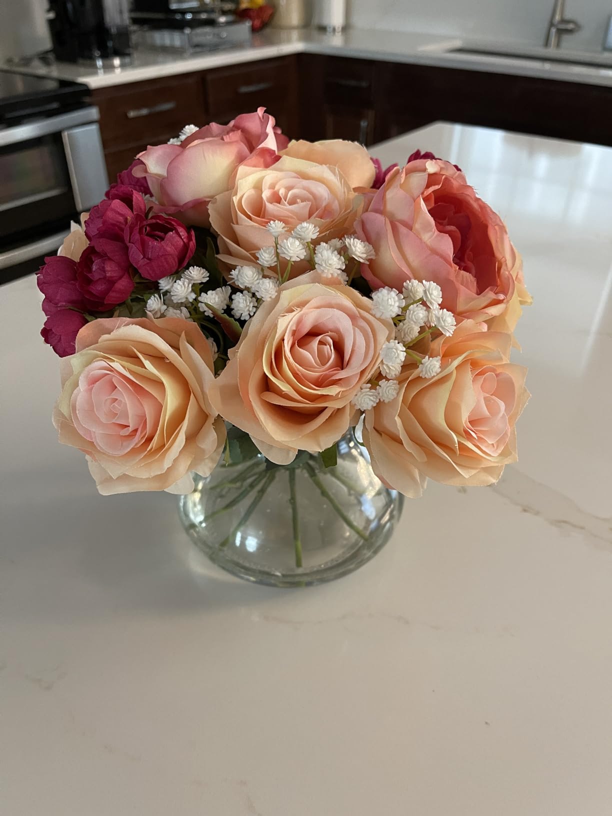 Nearly Natural Rose Artificial Arrangement with Vase customer photo 1