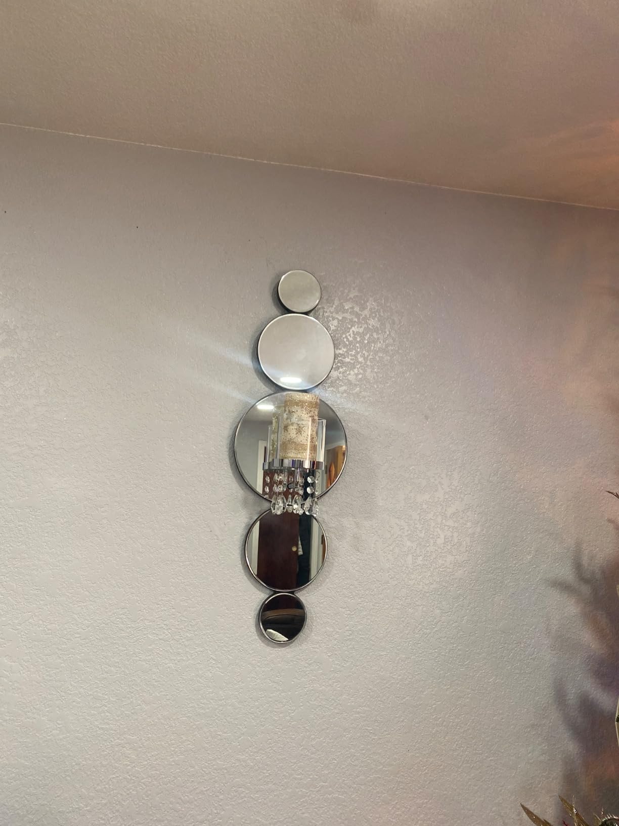 Howard Elliot Wall Mirror Sconce Candle Holder Accent Piece Home Decor, Round Silver Mirrored Candle Sconce Wall Decoration for Bedroom, Living Room, Dining Room, Perfect for Gifting - 31 x 10 inches customer photo 2