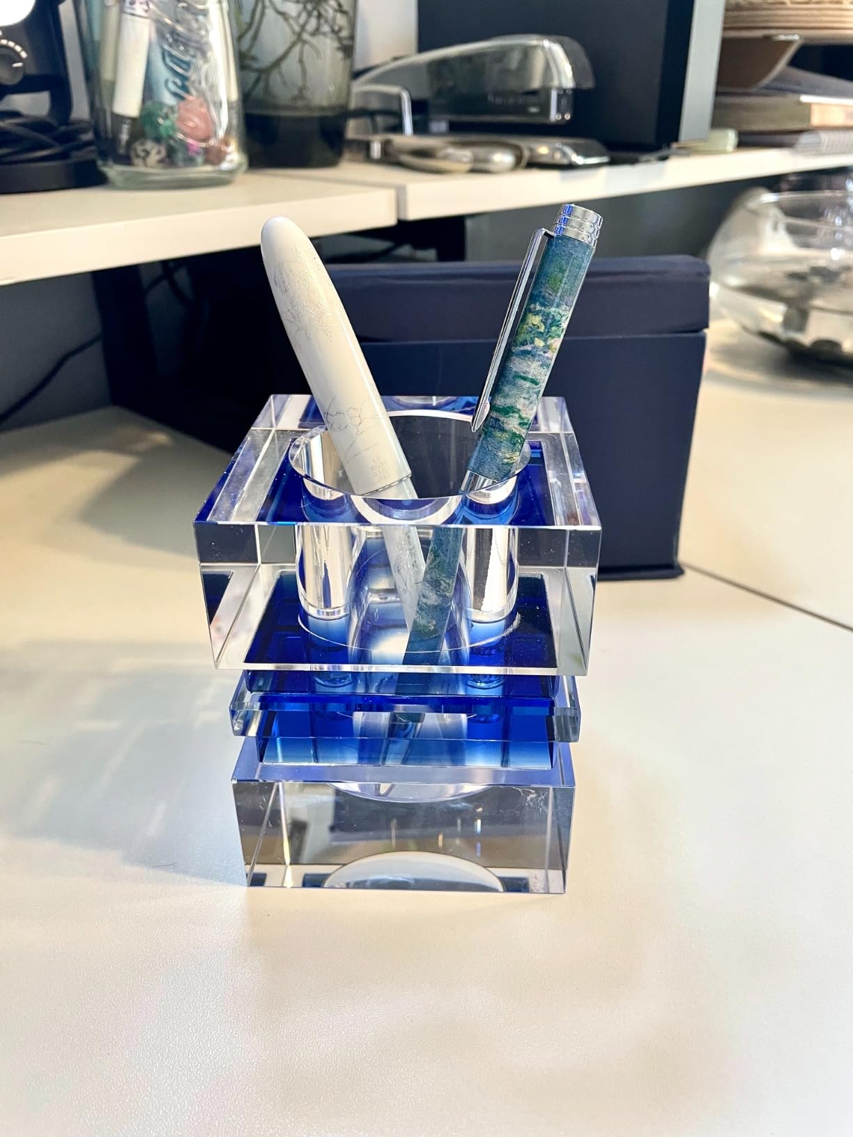 Amlong Crystal Desktop Collection Crystal Pen Holder, Blue customer photo 1