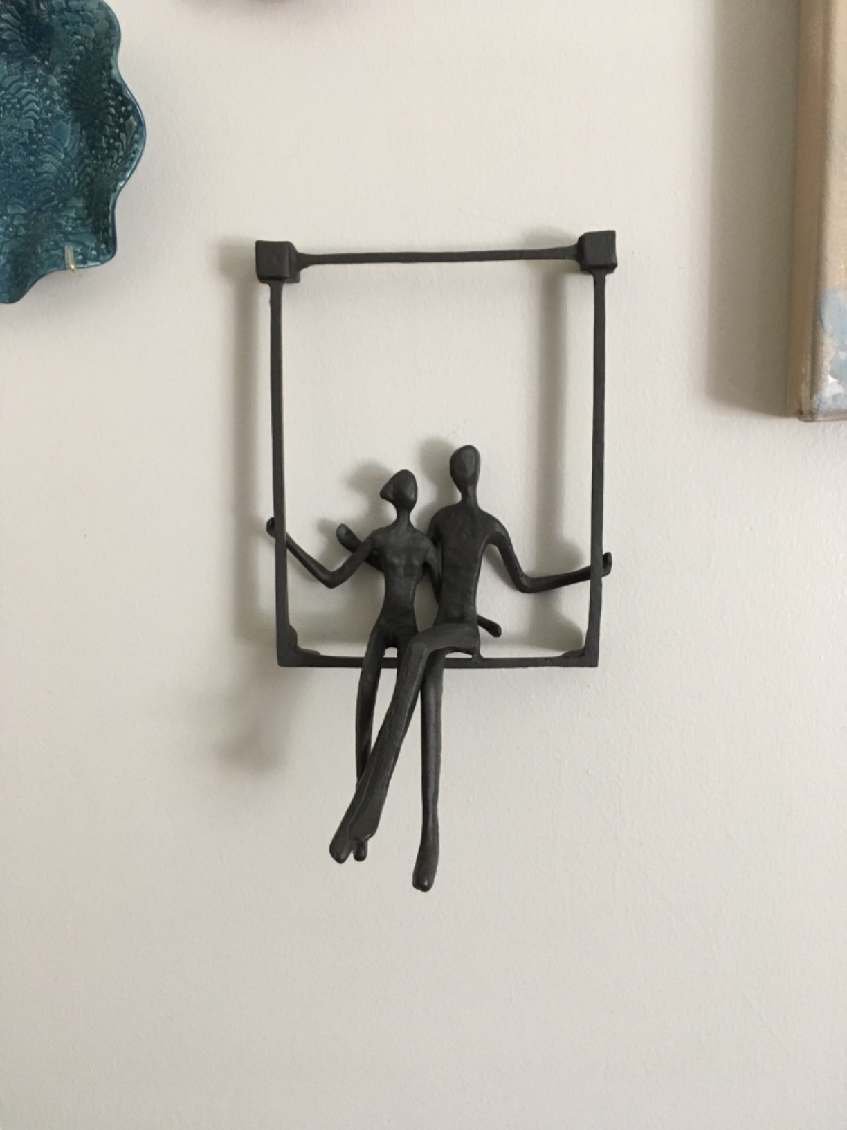 Danya B. ZI15214 Hanging Metal Wall Art Iron Sculpture - Couple Sitting on a Window Sill customer photo 1