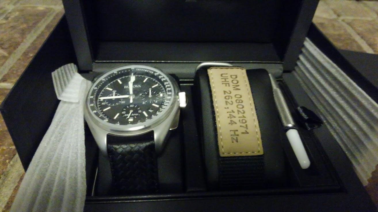 Men's Archive Series Lunar Pilot 6-Hand Chronograph High Performance Quartz Stainless Steel and Black Nylon Strap Watch Set, Sapphire Crystal Style: 96B251 customer photo 1