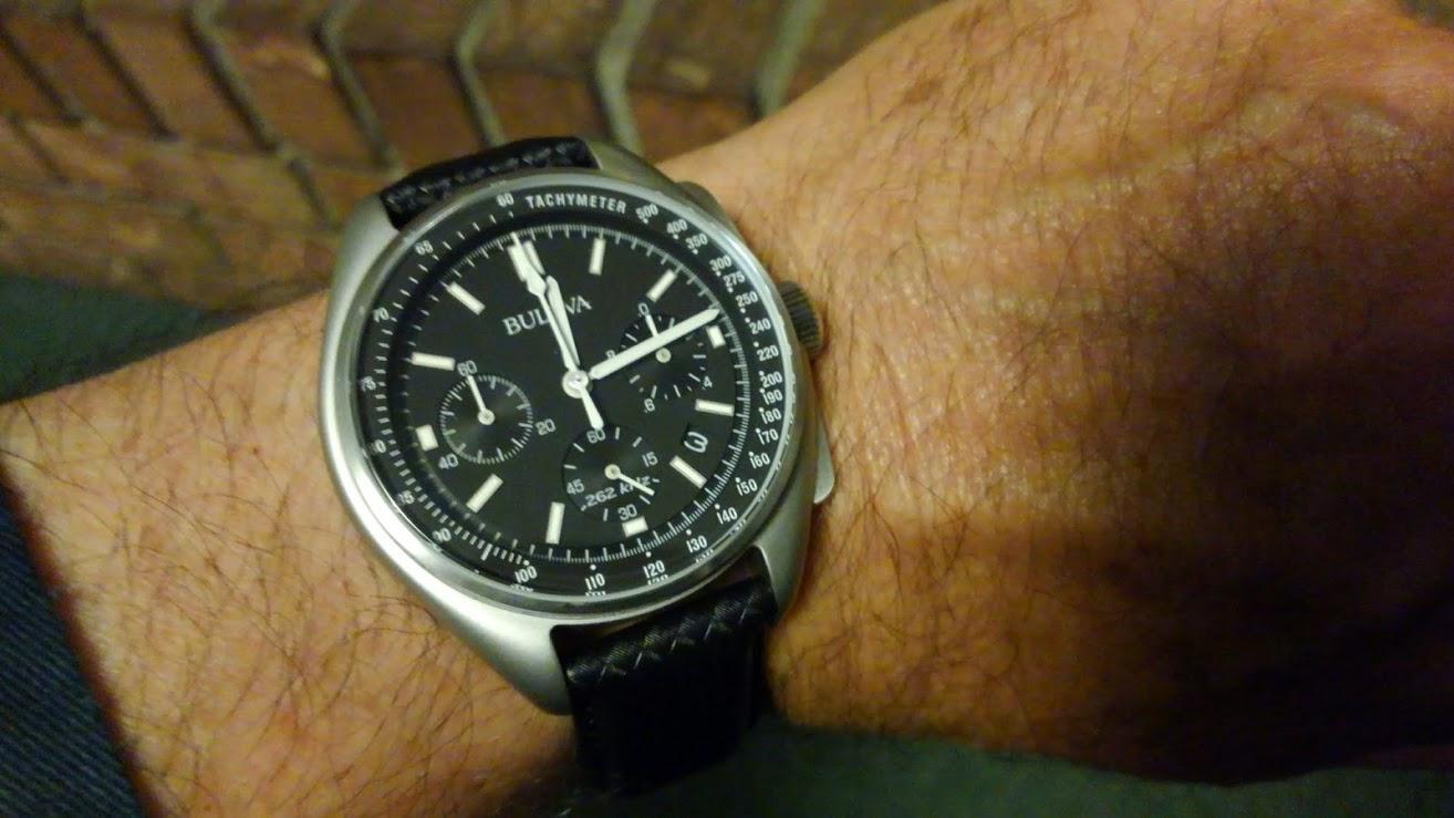 Men's Archive Series Lunar Pilot 6-Hand Chronograph High Performance Quartz Stainless Steel and Black Nylon Strap Watch Set, Sapphire Crystal Style: 96B251 customer photo 2