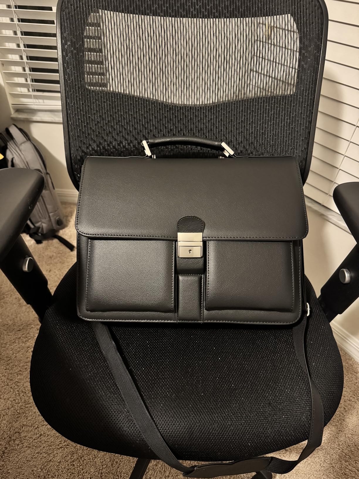Jack&Chris Mens New PU Leather Attache Briefcase Traditional Messenger Lawyer Bag, MBYX015 customer photo 2