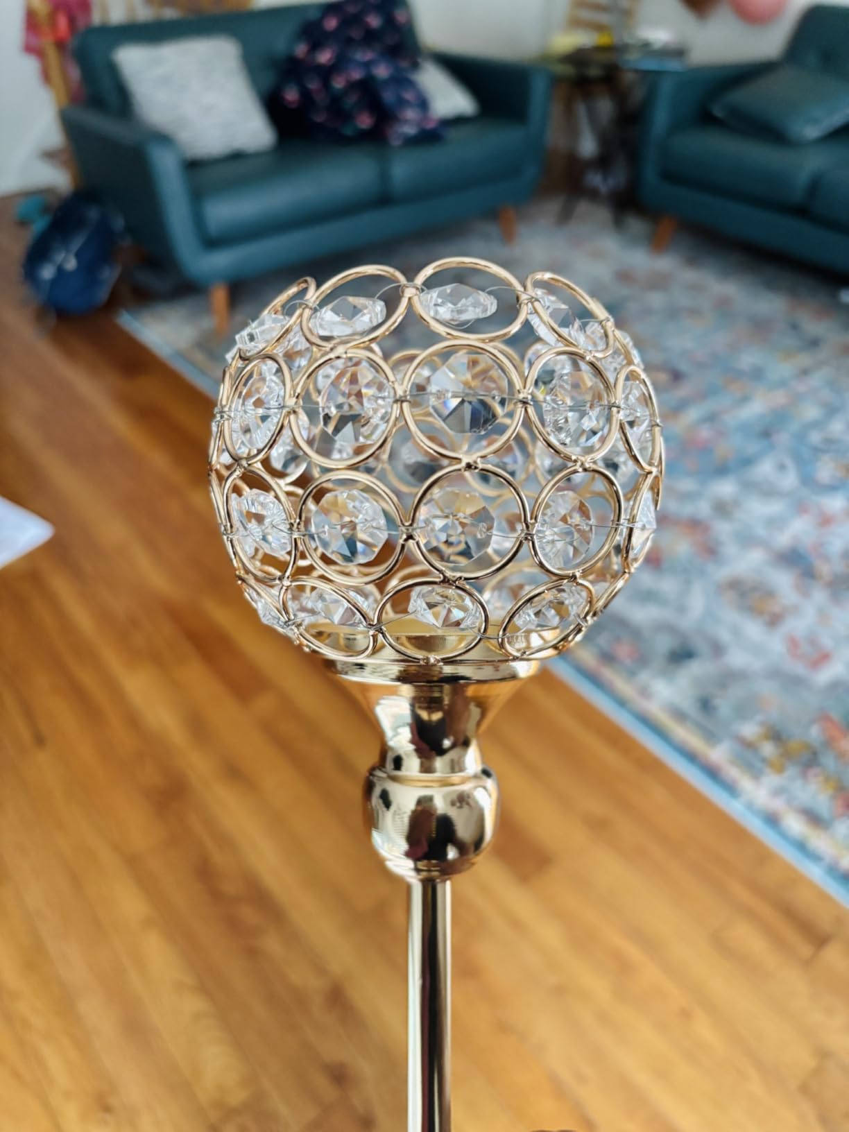 VINCIGANT Gold Crystal Candle Holders Set of 2, Pillar Candlesticks for Table Centerpieces customer photo 1