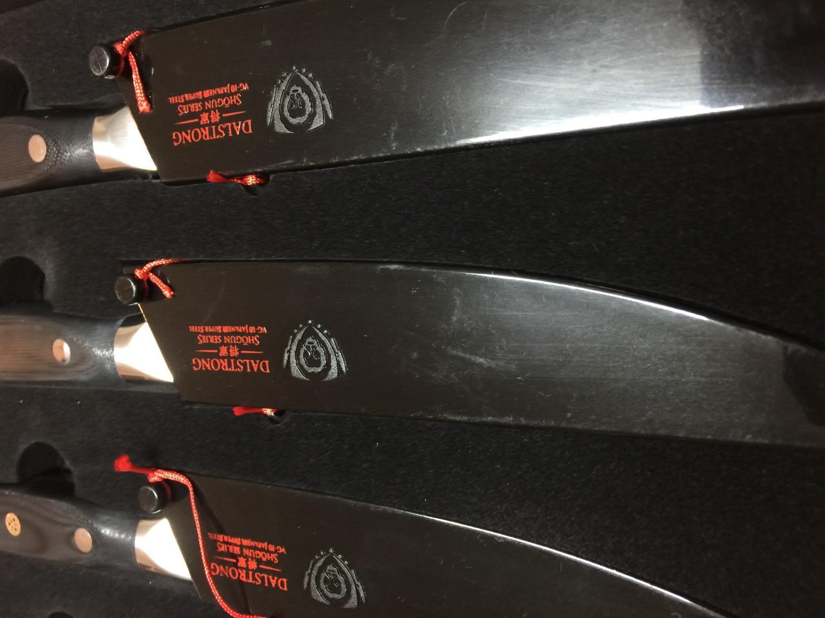 Dalstrong Non Serrated Steak Knives Set of 4-5 inch Straight Blade Steak Knife Set - Sheaths - AUS-10V Japanese Steel - Black G10 Handle - Shogun Series Elite - Dinner Set customer photo 1