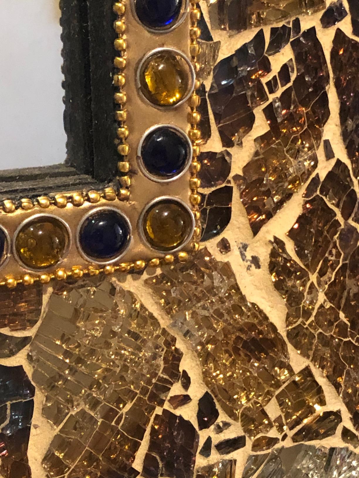Mosaic 30X24 Crackled Glass Decorative Wall Mirror, Fired Gold customer photo 1