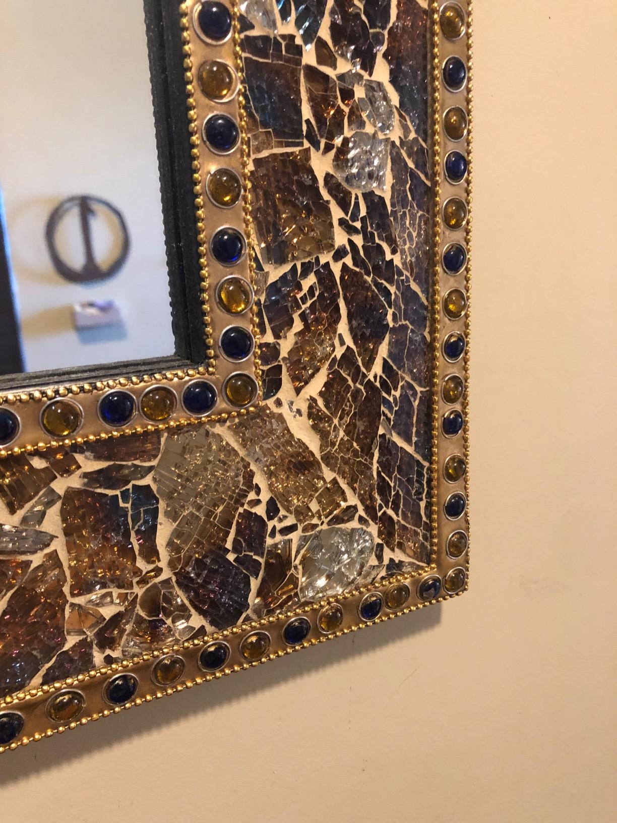 Mosaic 30X24 Crackled Glass Decorative Wall Mirror, Fired Gold customer photo 2