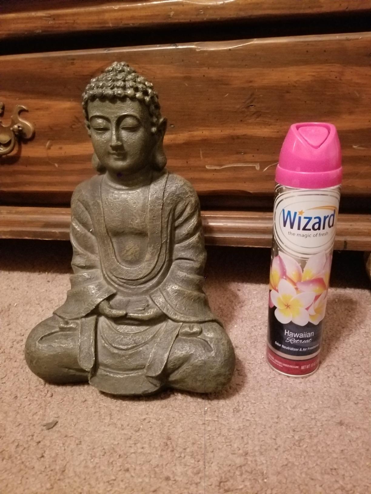 MyGift 11.5 Inch Sitting Buddha Statue, Gray Resin Meditation Figurine for Zen, Yoga, Prayer, Altar, Garden, or Spiritual Home Decor customer photo 1