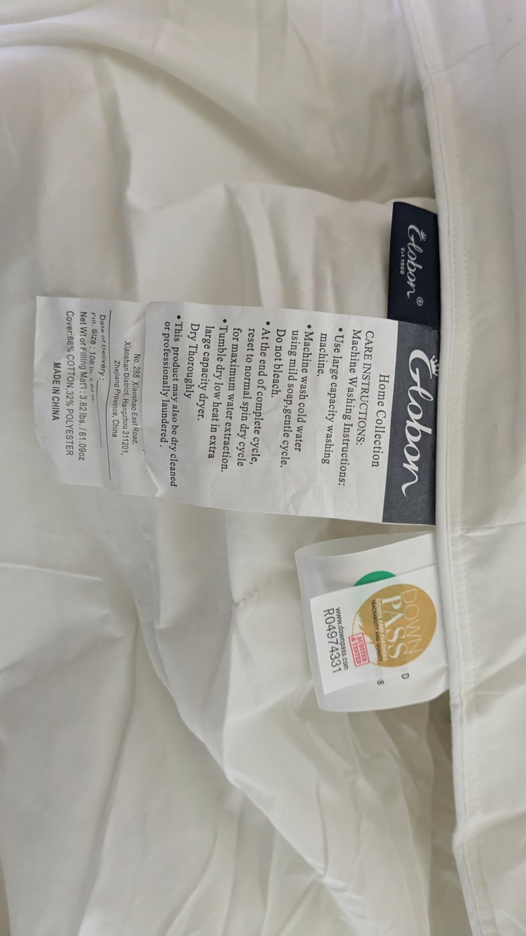 Globon Winter White Goose Down Comforter King Size, Down Duvet Insert, 800 Fill Power, 420 Thread Count, Ultra Soft Noiseless Shell with Corner Tabs, White customer photo 2