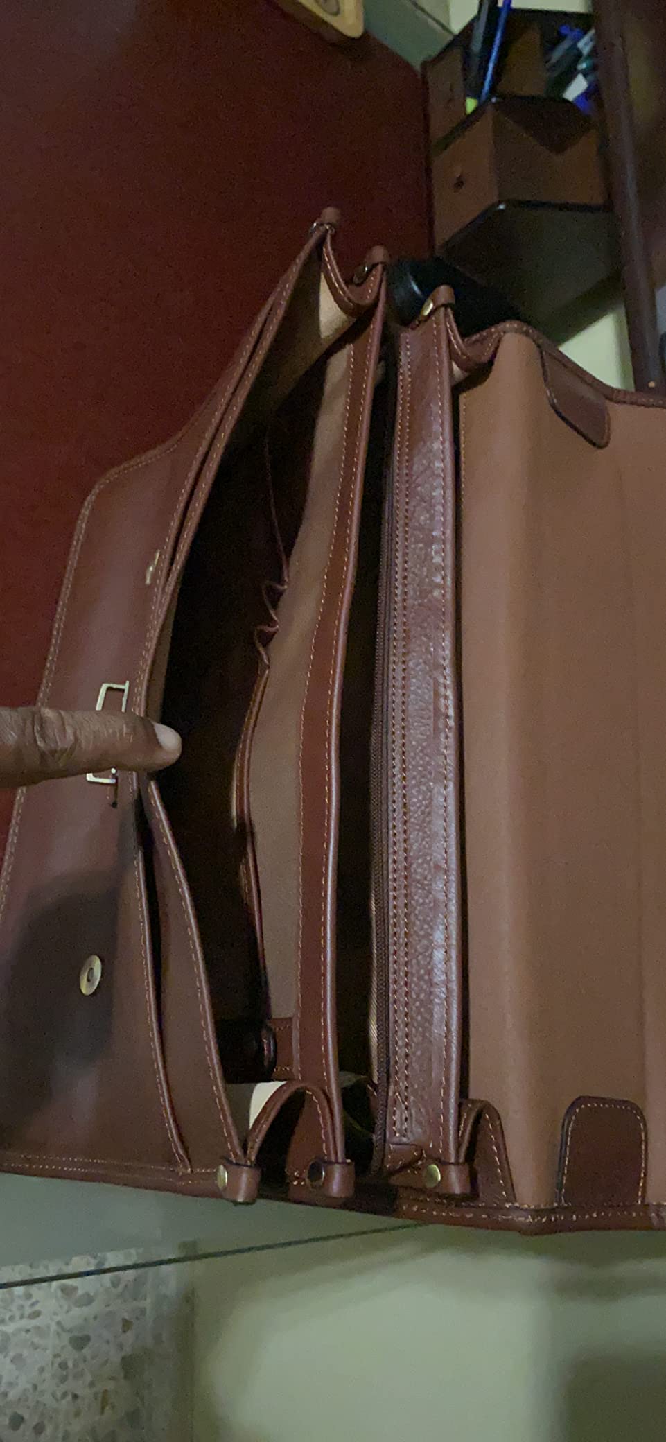Banuce Vintage Genuine Full Grain Italian Leather Briefcase for Men with Lock 14 Inch Laptop Attache Case with Luggage Strap Brown customer photo 1