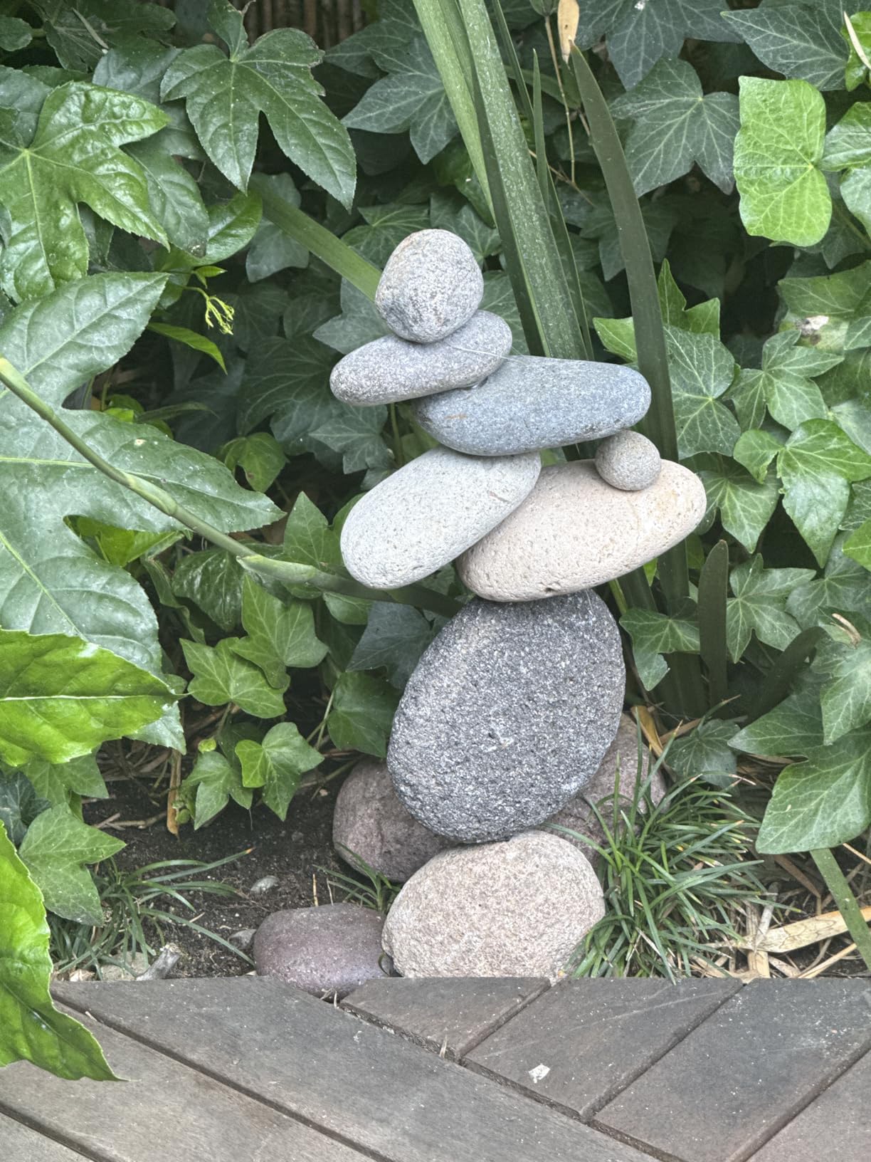 Ancient Graffiti Eight-Stone Balancing Cairn - Indoor/Outdoor Garden Decoration customer photo 2