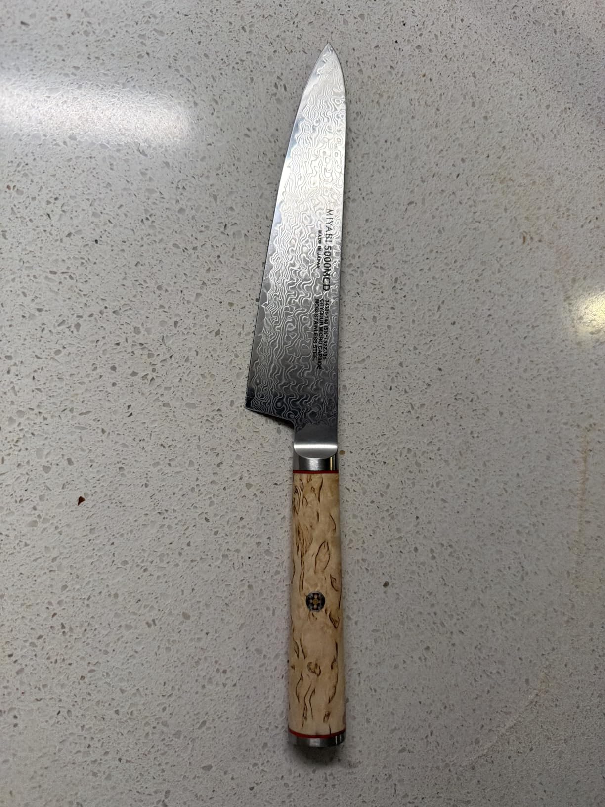 Birchwood SG2 Japanese Prep Knife, 5.5-inch, Precision Kitchen Knife, Karelian Birch Handle, 100-layer flower Damascus pattern, Handcrafted in Seki, Japan customer photo 1