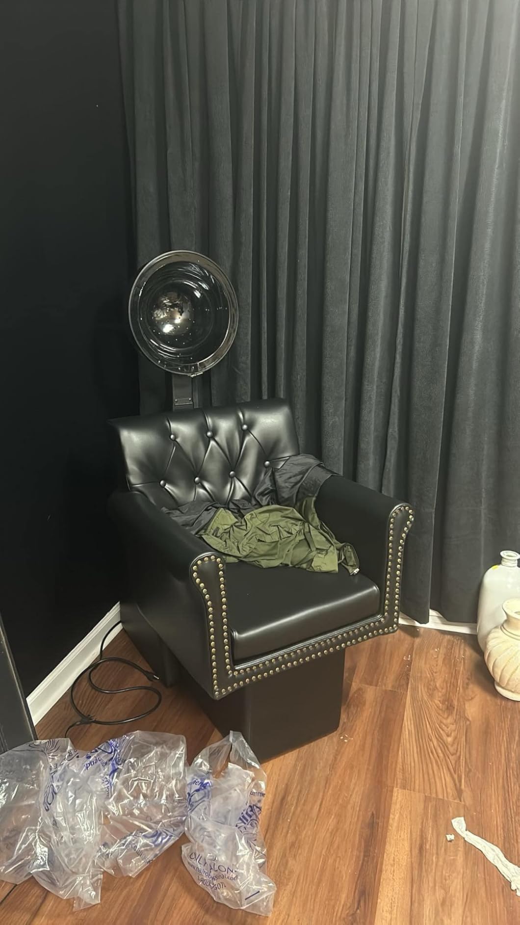 Buy-Rite Chelsea Professional Hair Dryer Chair Combo - 980W Commercial Salon Dryer & Tufted Extra Wide Chair, Nailhead Trim, Adjustable Hood, UL/CSA Approved, Black customer photo 2