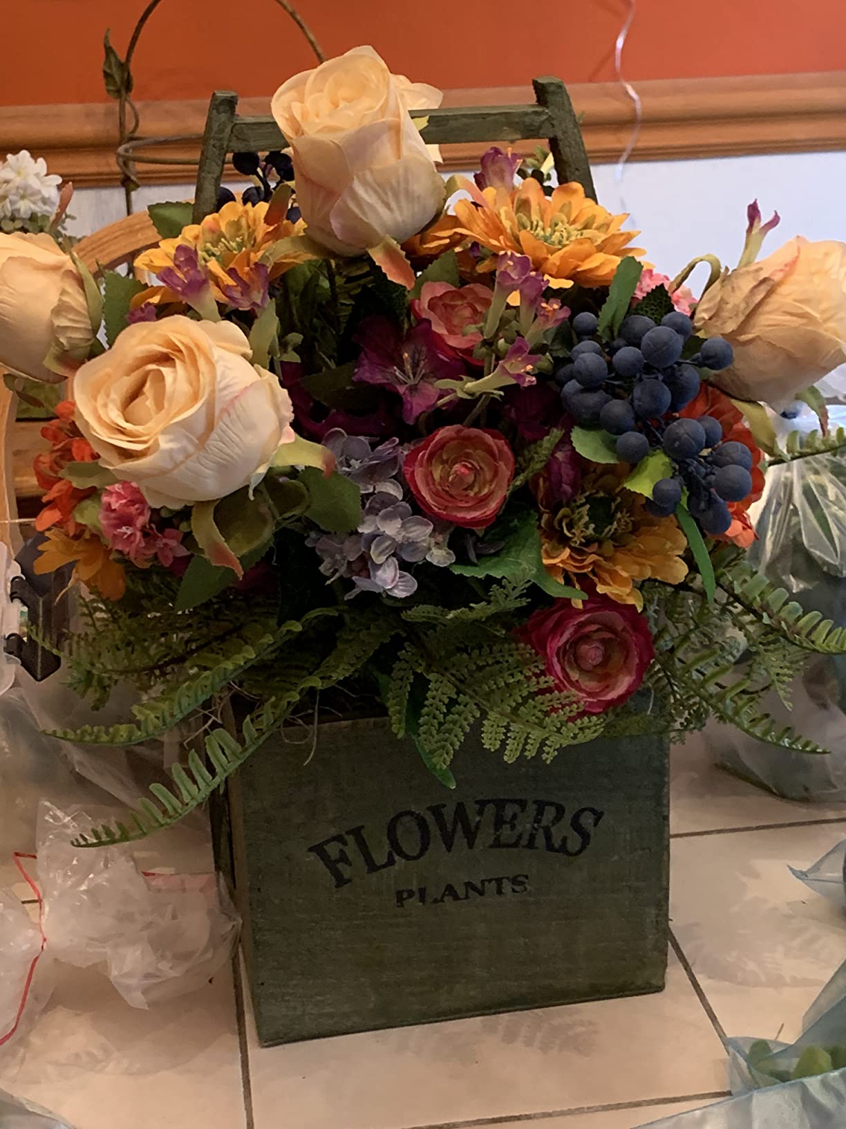 Nearly Natural Mixed Floral Artificial Arrangement in Wood Basket customer photo 2