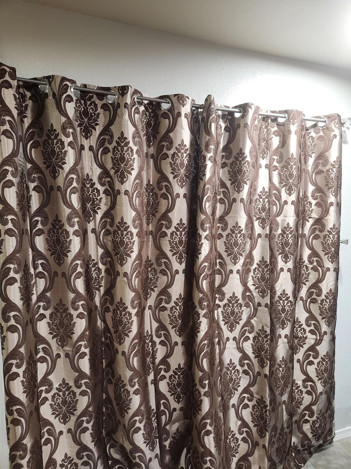 NAPEARL Damask Curtains - Fancy Jacquard Semi-Blackout Brown Curtain Drapes for Elegant Living Room & Bedroom customer photo 1