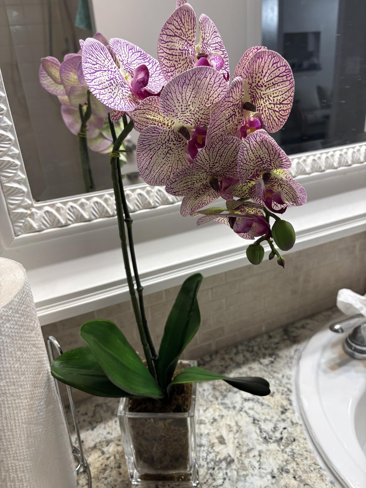 Nearly Natural 20in. Orchid Phalaenopsis Artificial Arrangement in Vase customer photo 2