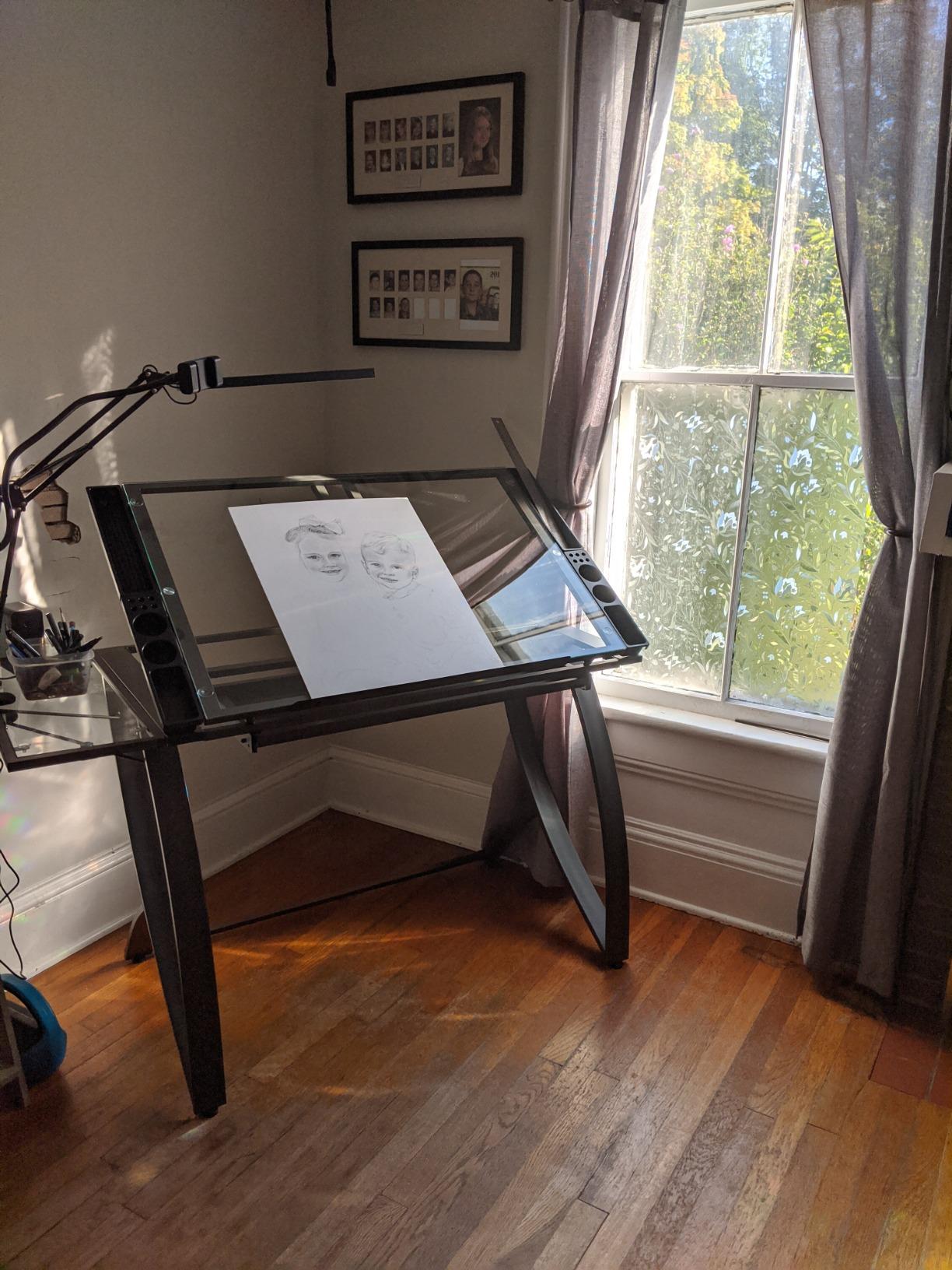SD STUDIO DESIGNS Futura Luxe Drawing, Drafting, Craft Table with Drawer, 35