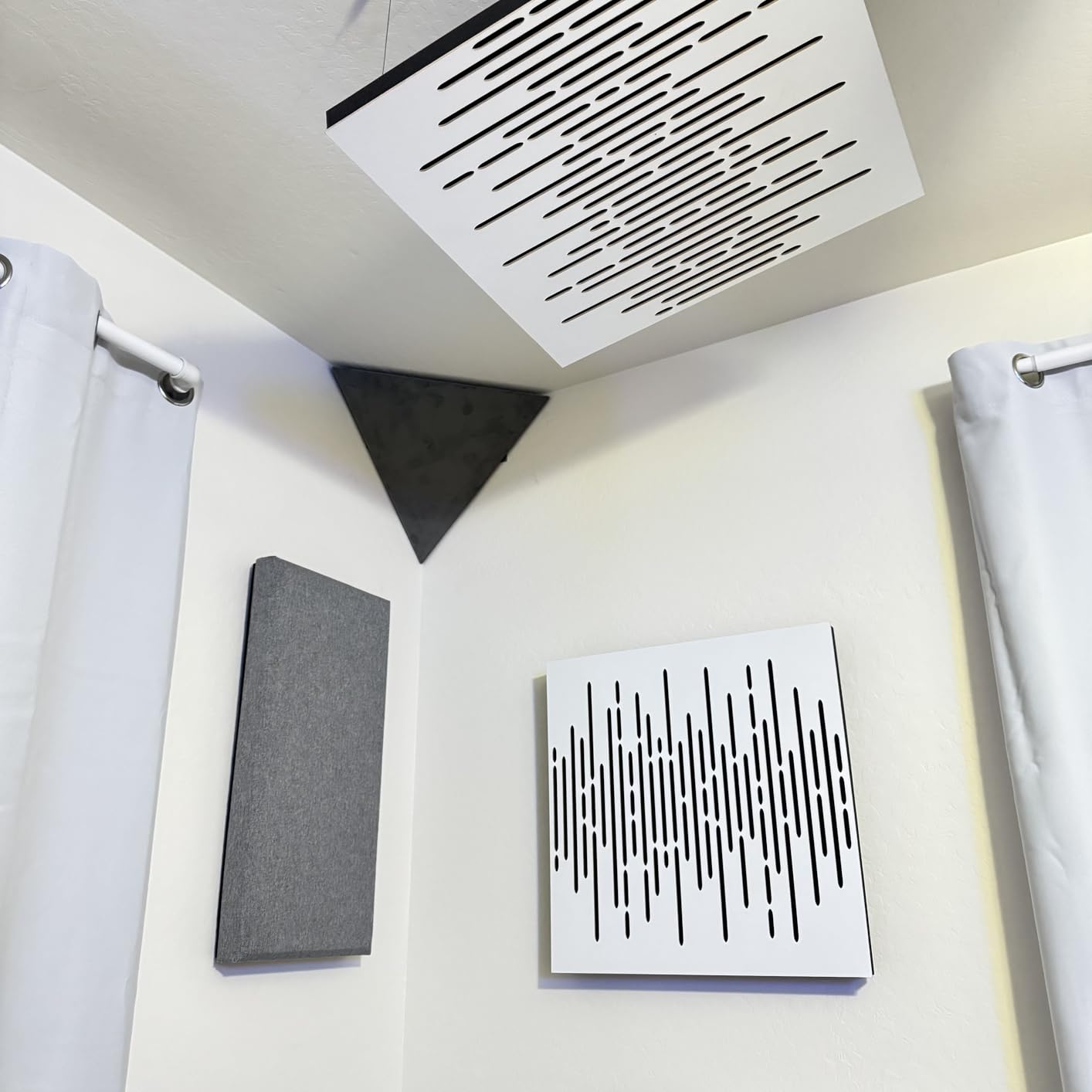 (4 Pack) Sound Absorption-Diffuse Acoustic Panel Wave for rec.studio | Wood laminated: (Sonoma) customer photo 1