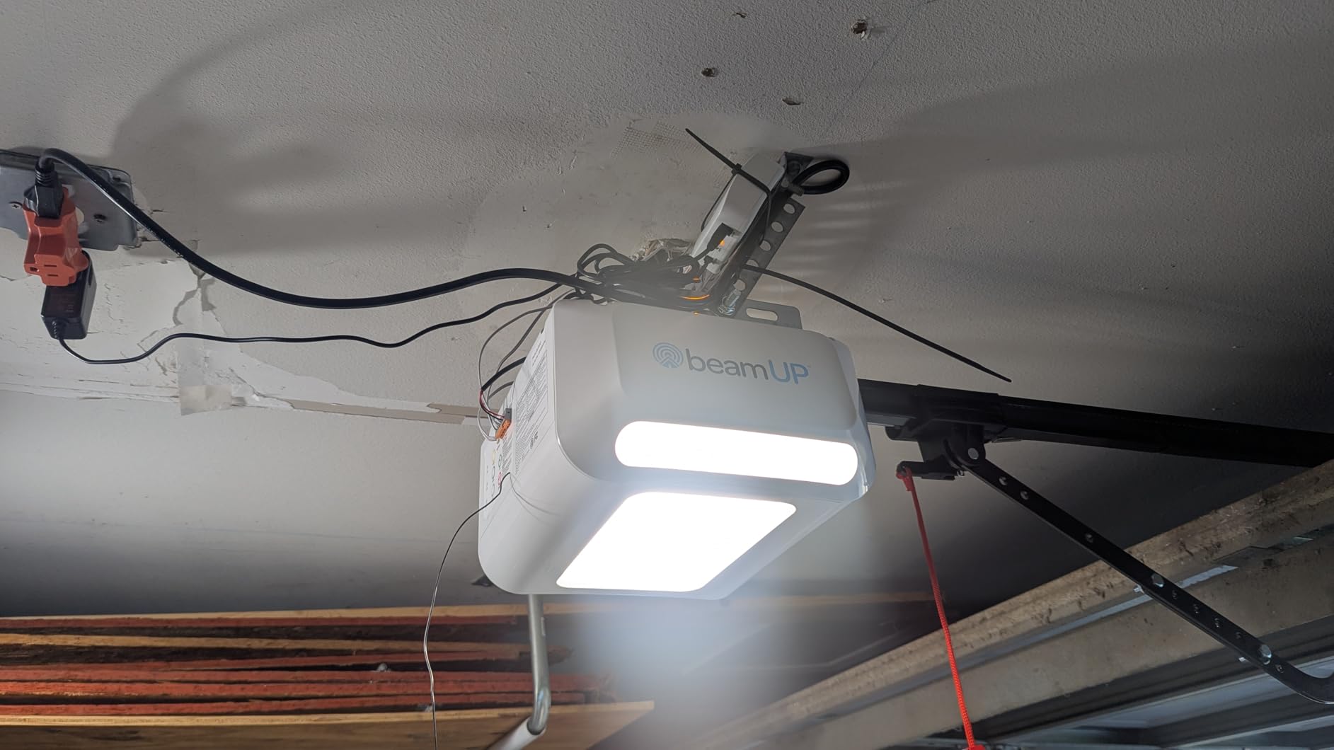 Centurion BU800 Two Car Smart Garage Door Opener, Ultra-Reliable 1-1/4 Horsepower Equivalent DC Motor, Integrated Edge-to-Edge 3000-Lumen LED, with Beam Home App for Smart Garage Control, White customer photo 2