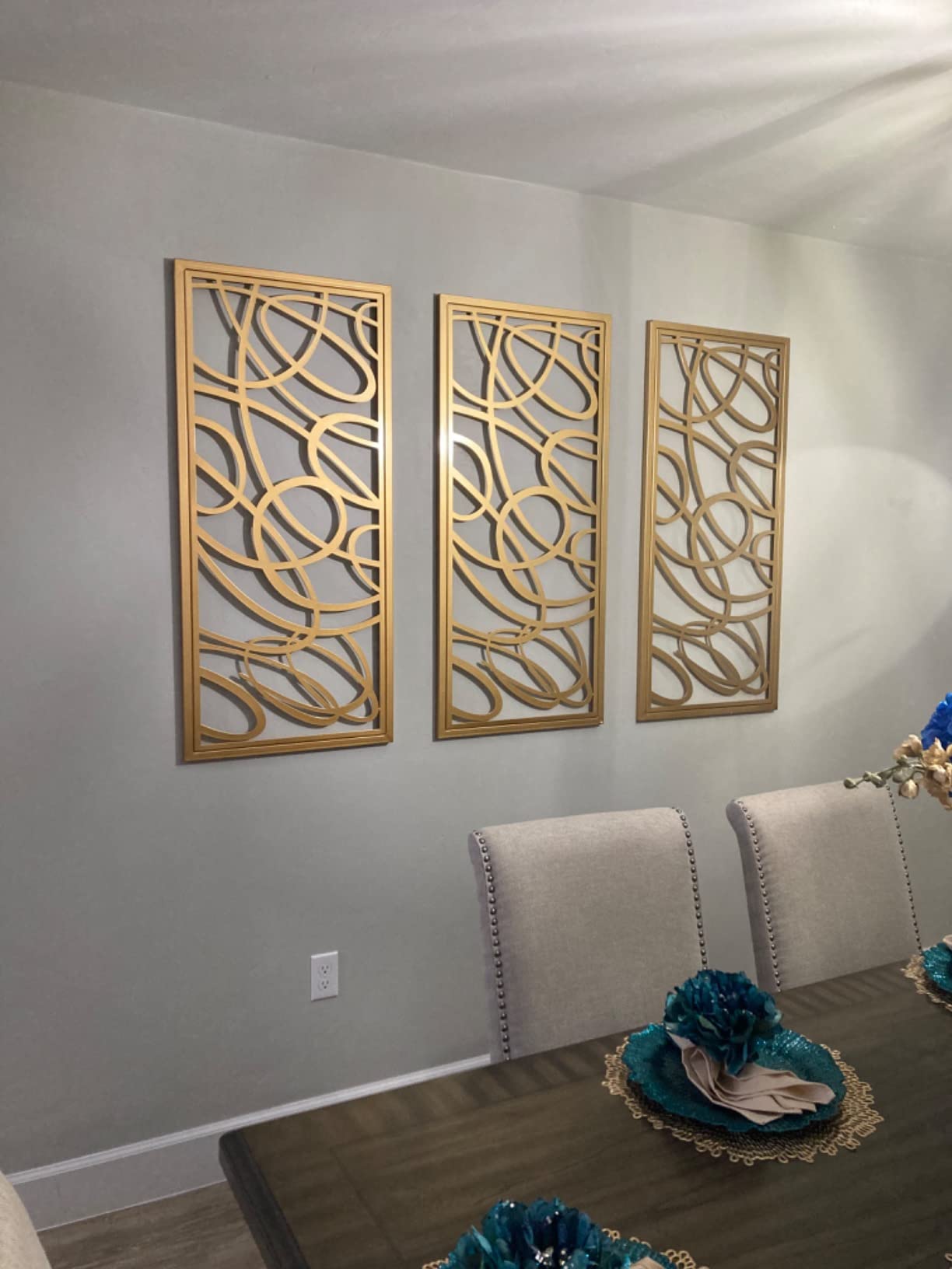 MyGift 44 x 22 Large Gold Metal Minimalist Abstract Laser Cut Design Wall Art, Suitable for Hotel Living Room Office Accent Home Decor, Ready to Hang Panel customer photo 1