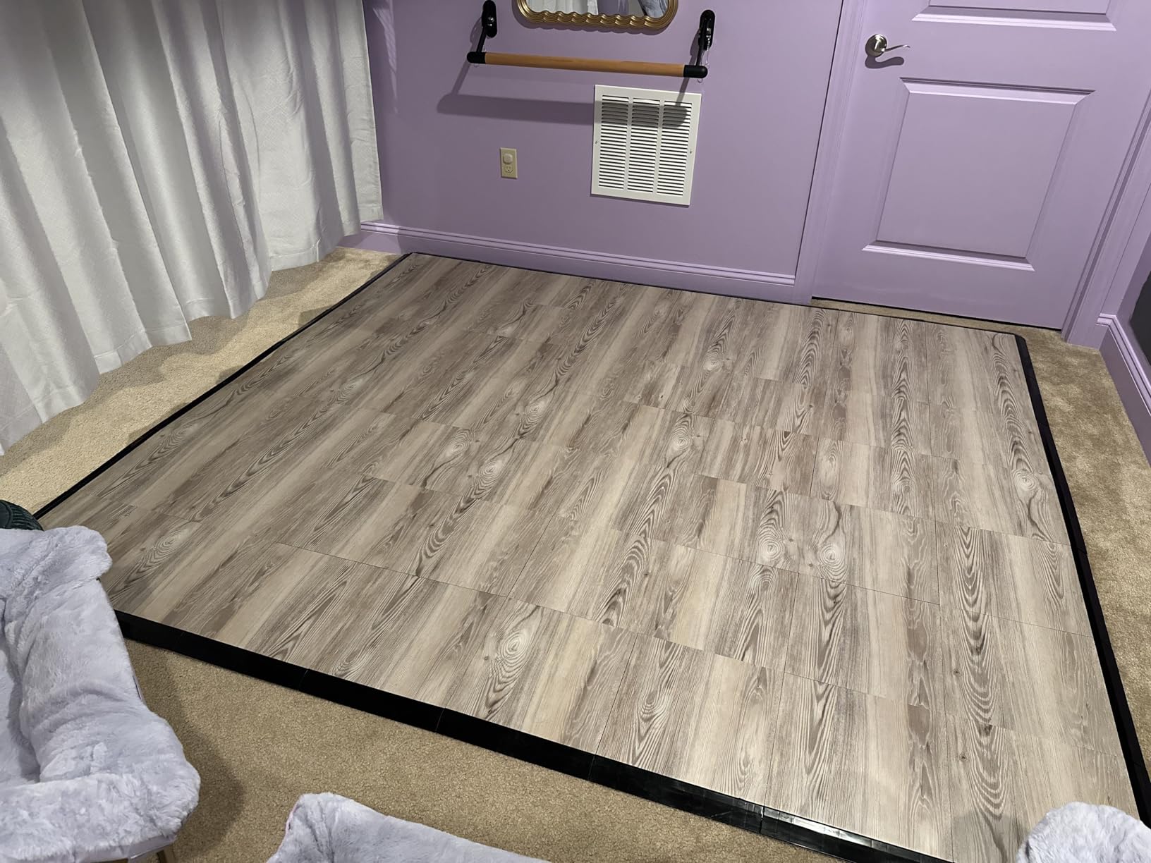 VersaStep by FlooringInc 12 x 12 Inch Interlocking Dance Floor Tiles, Portable Vinyl Dance Floor for Home Practice, 3/8 Inch Thick Snap Together Tap and Ballet Flooring, Dark Maple, 52 Tiles, 52 Sq Ft customer photo 2