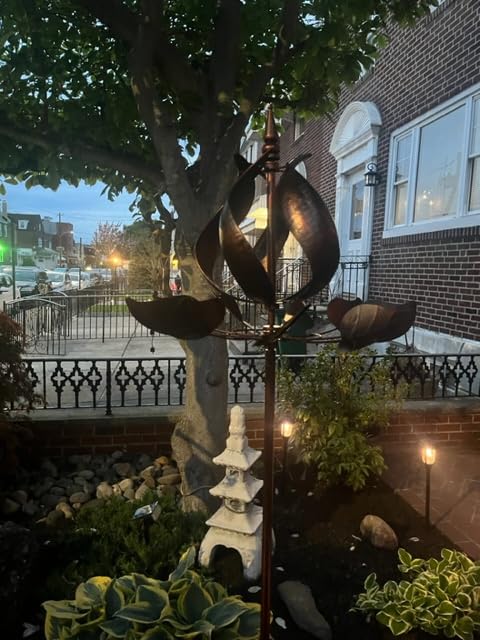 Wind Spinners Outdoor - Large Tulip Metal Bronze Color Wind Sculptures & Spinner, Kinetic Gift Ideal Windmill Decor for Garden and Yard (75 inch Height) customer photo 2