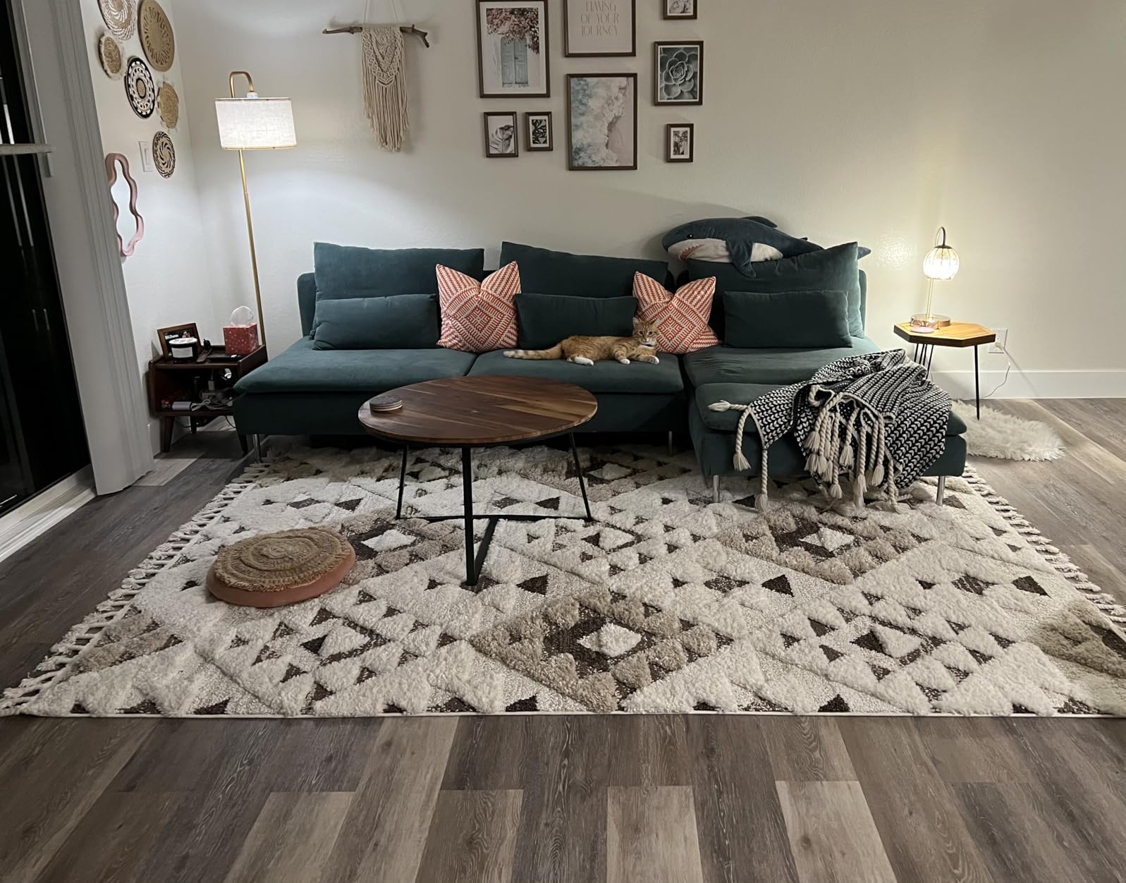 SAFAVIEH Area Rug 9x12 - Moroccan Tassel Shag Collection - Ivory & Grey, Non-Shedding & Easy to Clean, Plush High-Low Texture customer photo 2