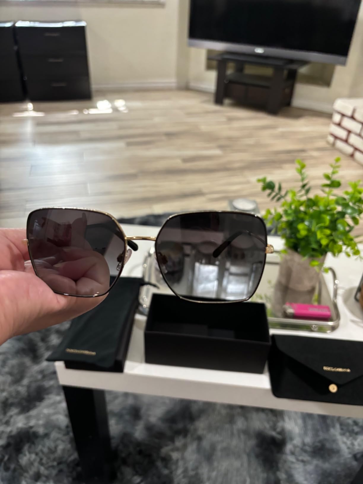 Dolce & Gabbana DG2242-13348G Sunglasses Black Gold/Grey Gradient 57mm customer photo 1