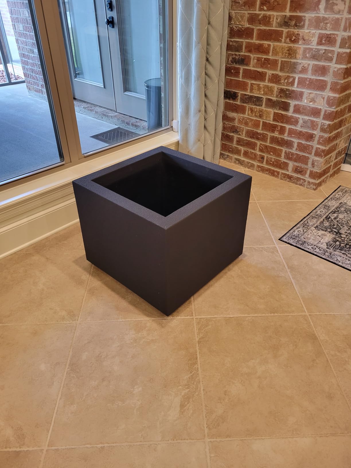PolyStone Monterray Modern Outdoor/Indoor Square Planter, Lightweight, Heavy Duty, Weather Resistant, Polymer Finish, Commercial Grade and Residential, 23