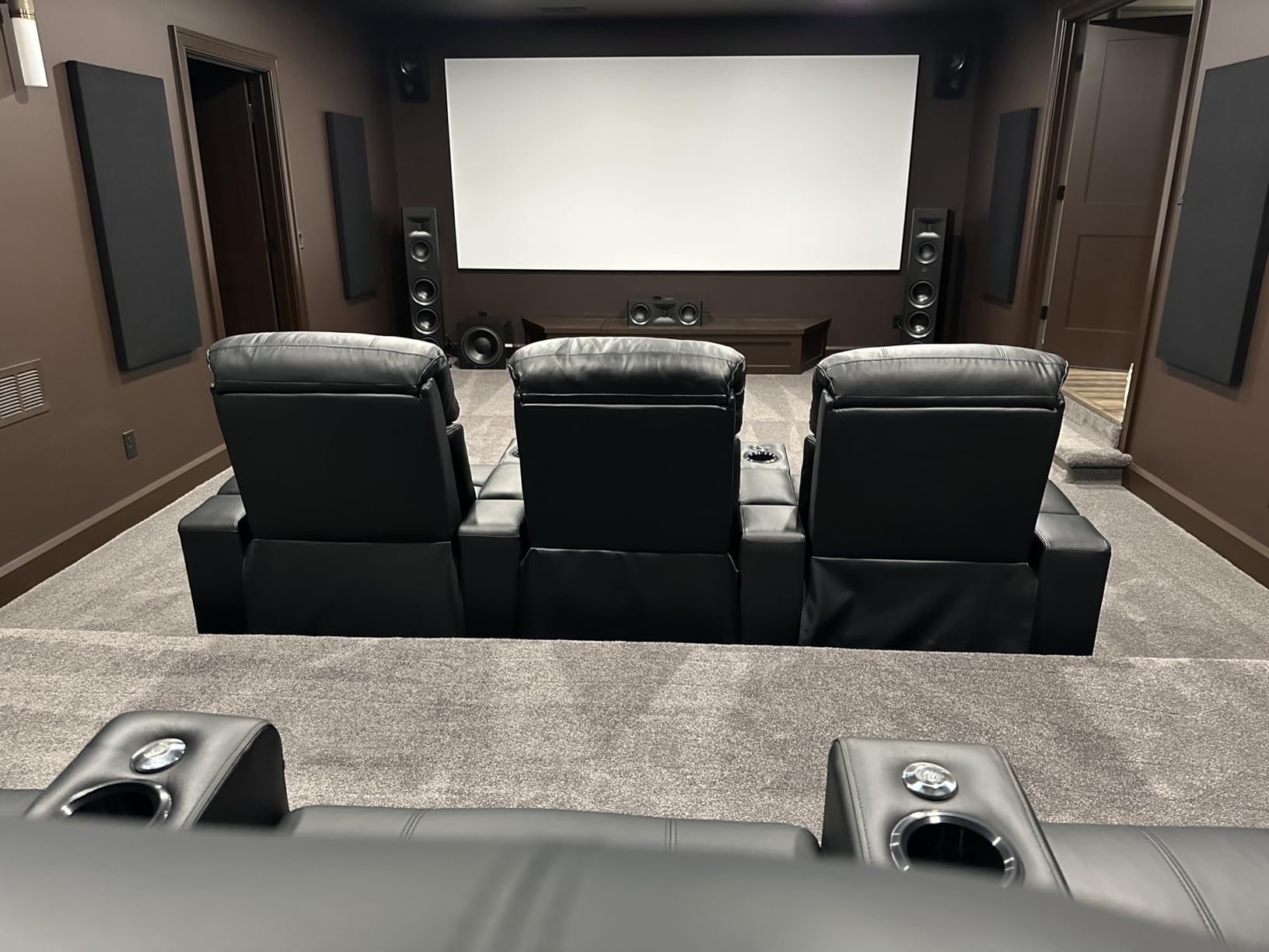 Valencia Piacenza 2025 Power Headrest Home Theater Seat - Premium Italian Leather Recliner with Cooling Gel Memory Foam, Motorized Headrest, USB Charging & LED Lights (Row of 5) customer photo 2