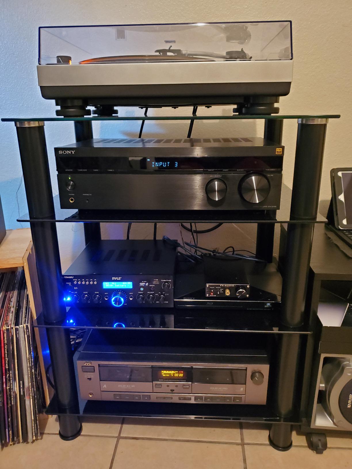 Mount-It! Tempered Glass AV Component Media Stand, Audio Tower and Media Center with 5 Shelves, 220 Lbs Total Capacity, Black Shelves Chrome Legs customer photo 2