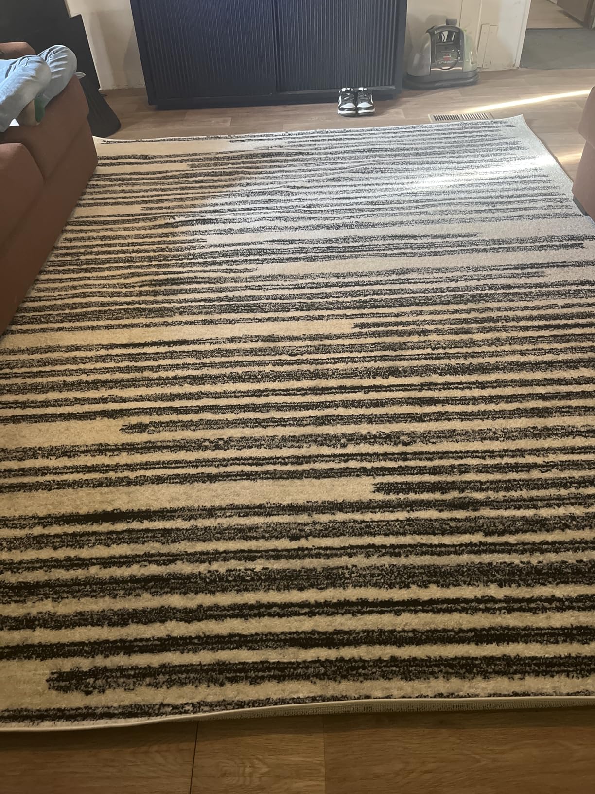 JONATHAN Y Khalil Modern Berber Stripe Cream/Black Indoor Area Rug 8x10, Contemporary, Bohemian, Easy-Cleaning customer photo 1